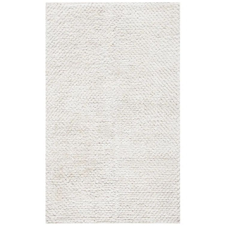 Provence Villa Luxe Shag 47" Round Cotton-Synthetic White Rug