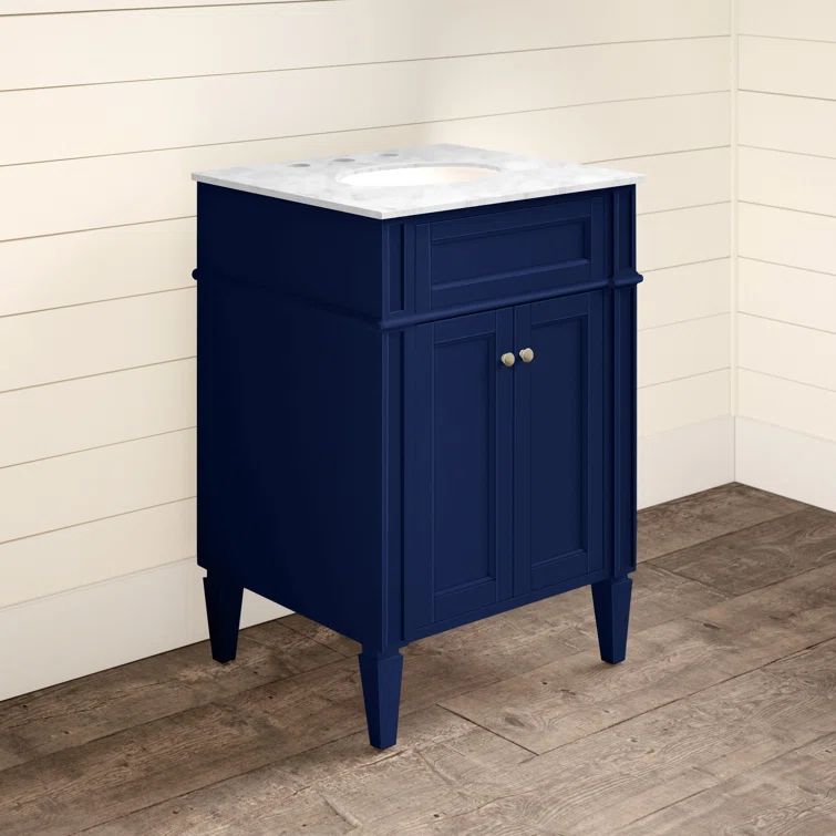 Urbane Blue 24" Single Freestanding Bathroom Vanity with Gold Knobs