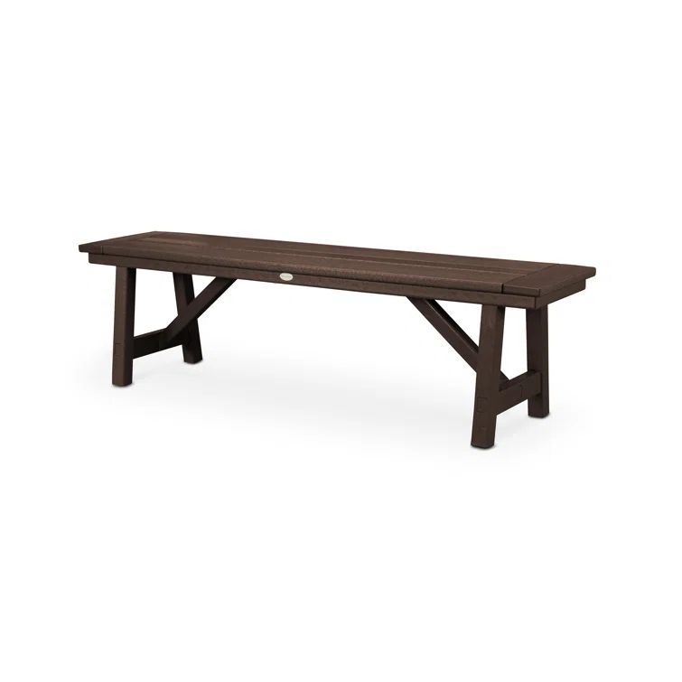 Mahogany 60" Rustic Farmhouse Backless Outdoor Bench