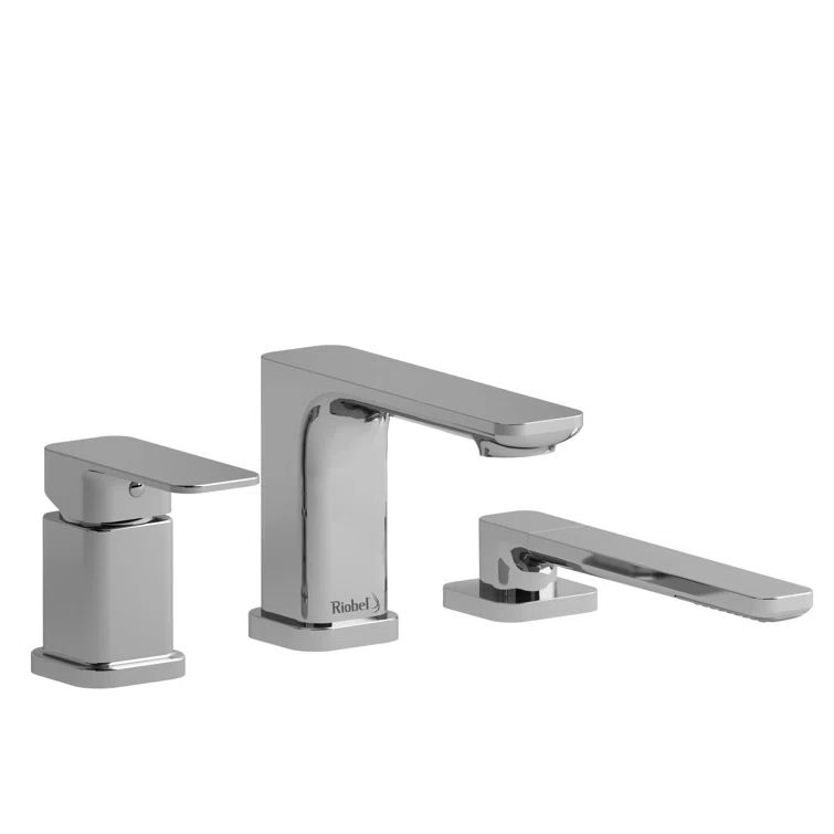 Equinox Chrome 3-Hole Deck Mounted Roman Tub Filler with Handshower