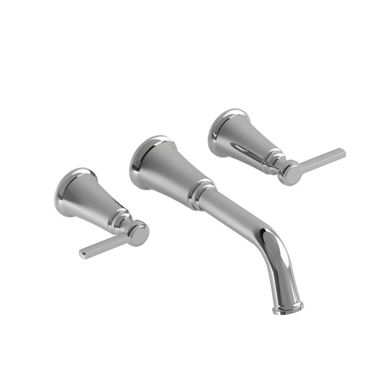 Elegant Chrome Wall-Mounted Widespread Bathroom Faucet with Lever Handles
