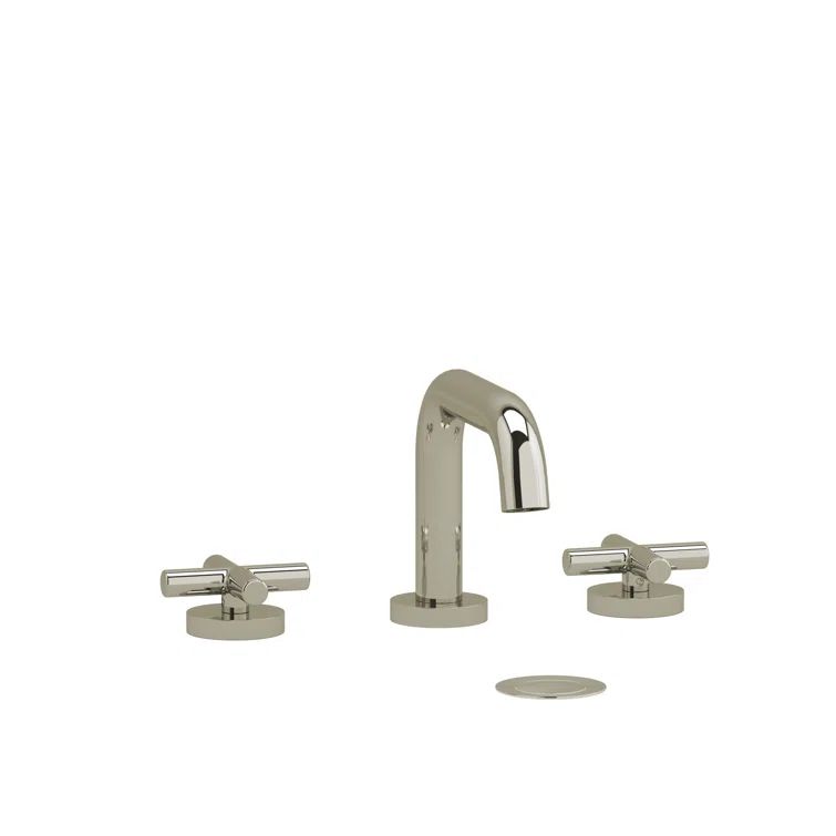 Polished Nickel Brass Widespread Lavatory Faucet with Cross Handles