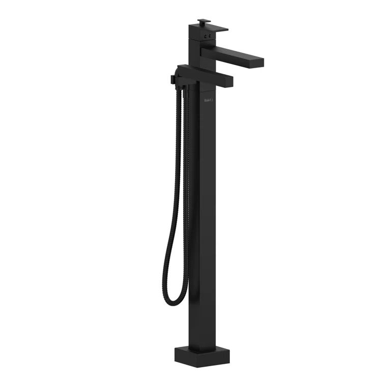 Elegant Black Brass Kubik Floor Mount Clawfoot Tub Faucet
