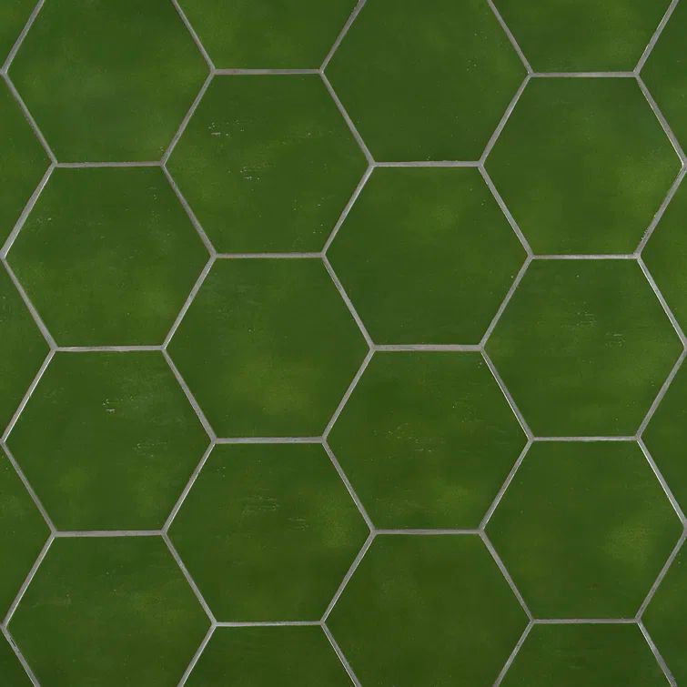 Triton Moss Green Glossy Hexagonal Porcelain Tile
