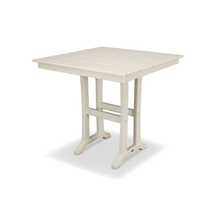 Farmhouse 37" Sand Polywood Outdoor Counter Height Bar Table