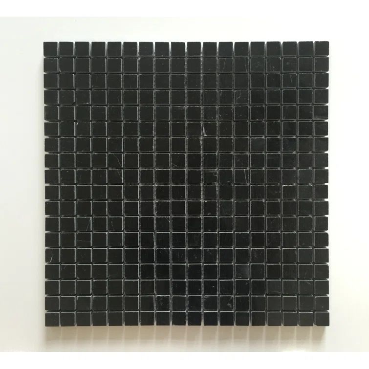 12" x 12" Polished Black Marble Mosaic Bathroom Shower Tile