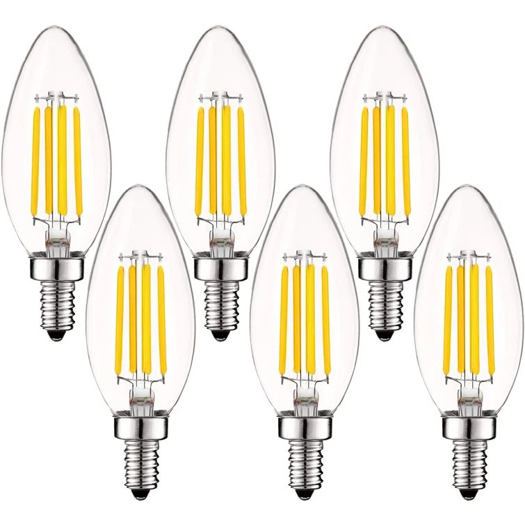 Clear Dimmable LED Candelabra Bulbs with E12 Base, 6-Pack