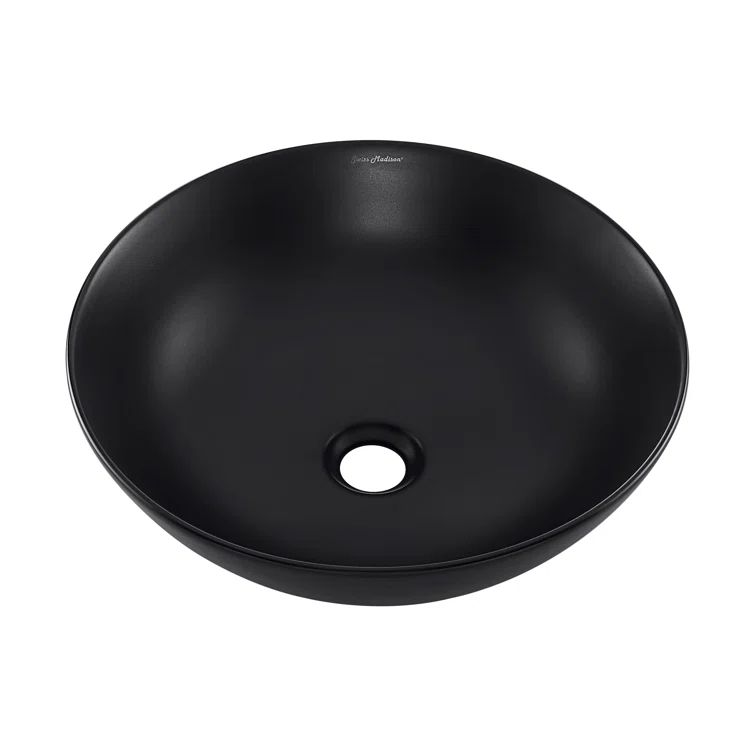 Matte Black Ceramic 15.3" Round Above-Counter Sink