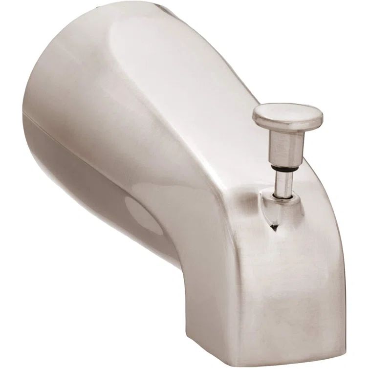 Satin Nickel Wall Mounted Tub Spout with Front Diverter