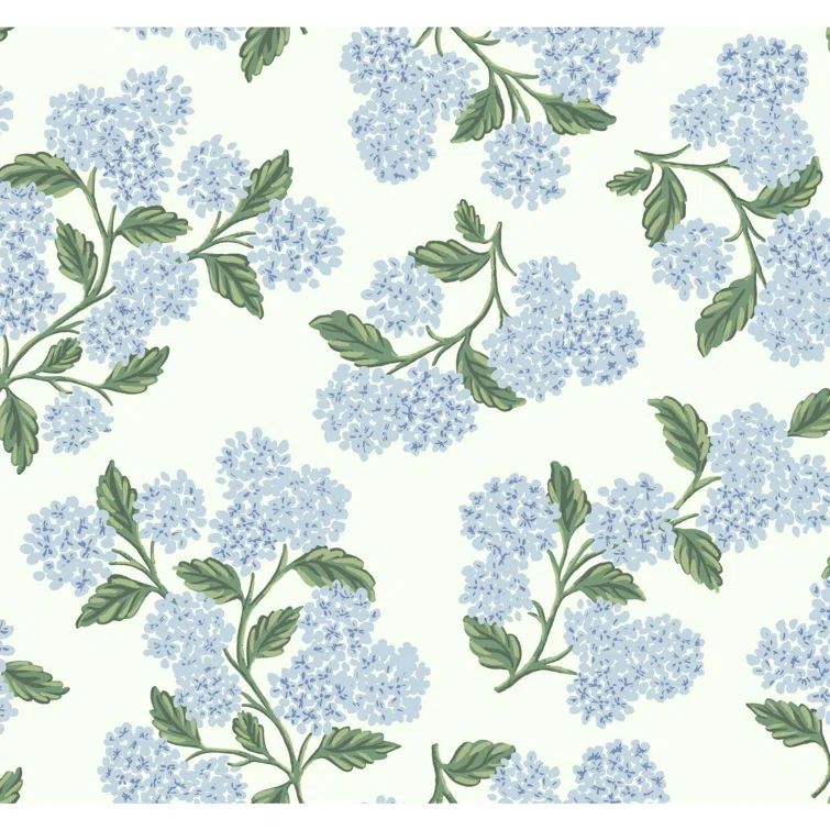 Summery Freshness Hydrangea-Inspired Light Blue & White 3D Wallpaper