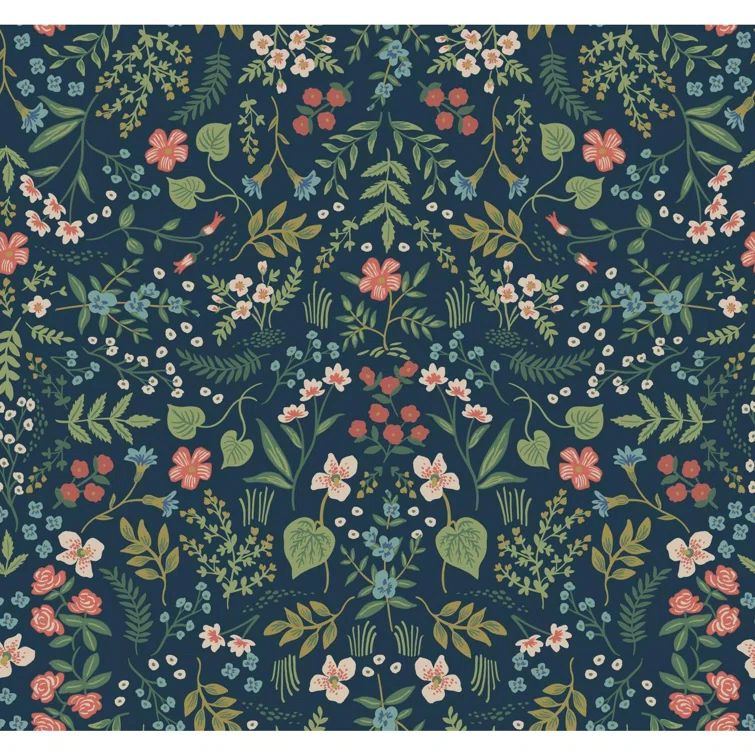 Navy Wildwood Floral Removable Washable Wallpaper
