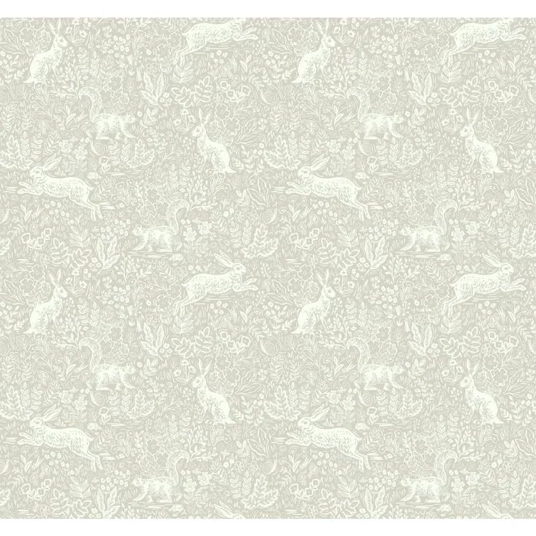 Fable Woodland Creatures Illustrated 27' x 27" Linen Wallpaper