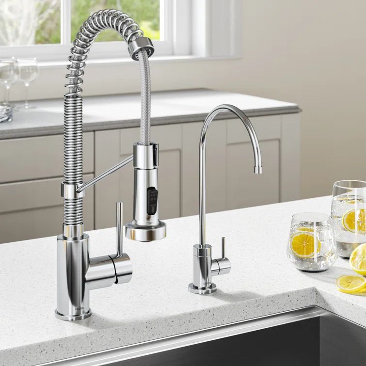 Chrome Commercial Style Pull-Down Kitchen Faucet with Drinking Water Dispenser