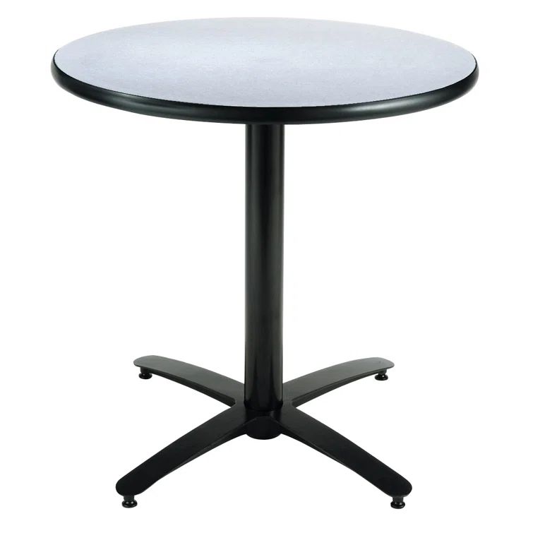 Casual 36" Round Wood Bar Height Table with Arched Base in Gray Nebula