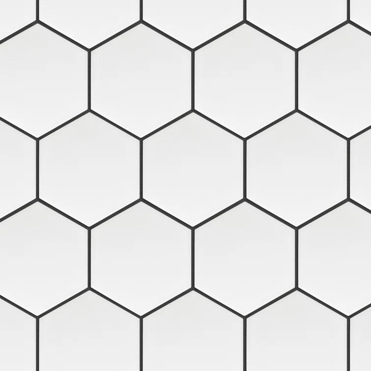White Hexagon Porcelain Mosaic Tile Sheet