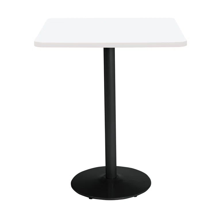 Designer White Square Bar Height Table with Steel Frame