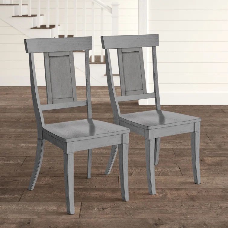 Eleanor Antique Grey Wood Panel Back Dining Chair Set