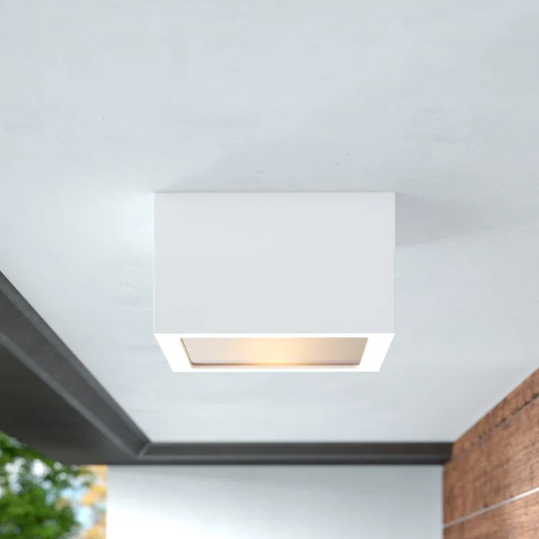 Satin White Modern Aluminum LED Outdoor Flush Mount Light
