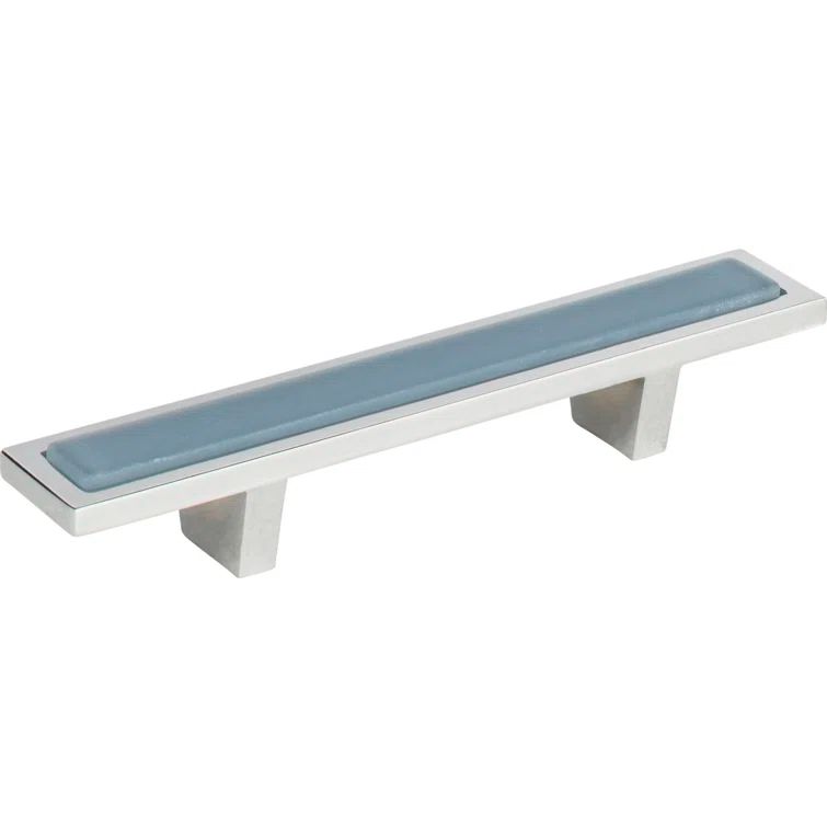 Polished Chrome Blue Modern Bar Pull with Mounting Hardware