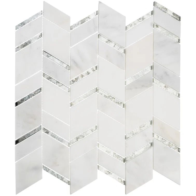 Casia Polished White Marble Chevron Mosaic Wall Tile