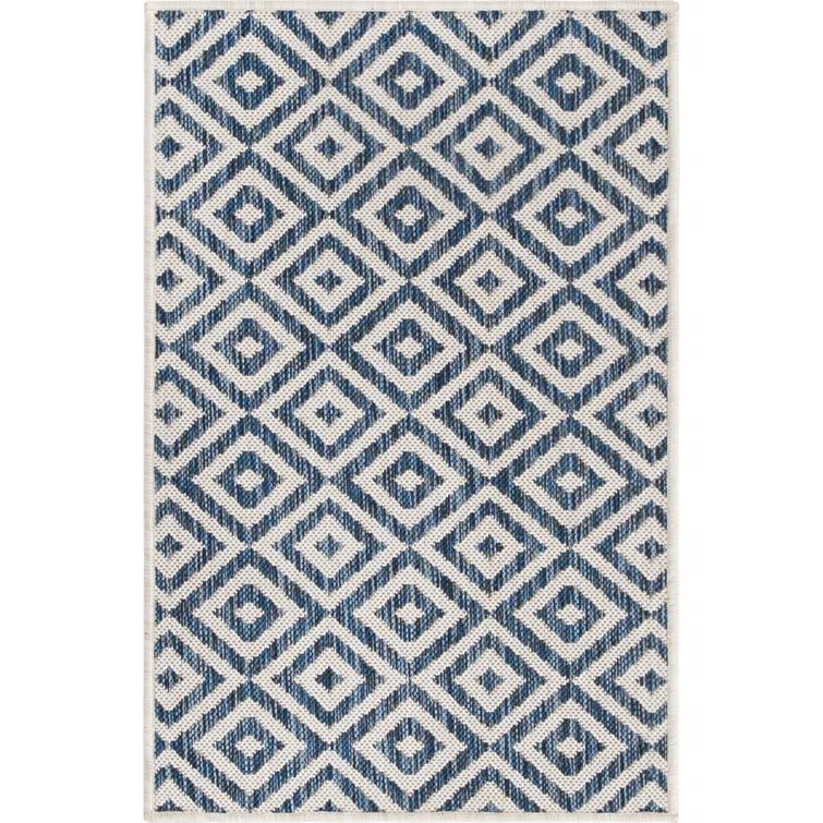 Costa Rica Blue Geometric 2'2" x 3' Outdoor Synthetic Rug