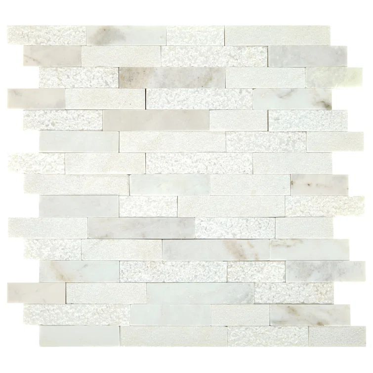 Daphne White 11x12 Marble Herringbone Mosaic Tile