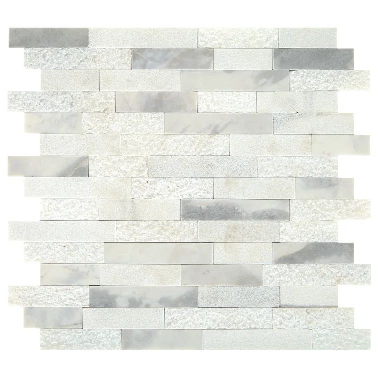Stormy White Marble Geometric Mosaic Wall Tile 12x13