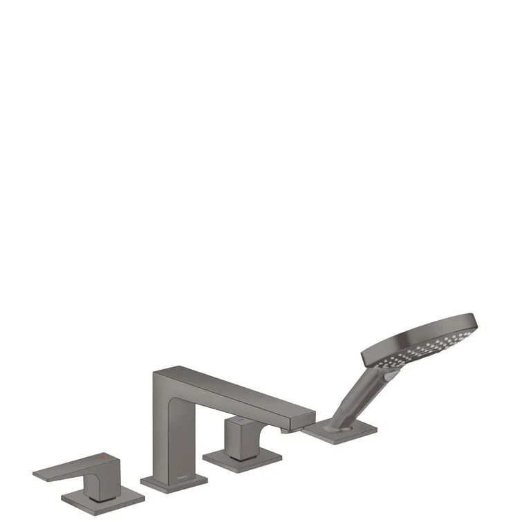 Brushed Black Chrome 4-Hole Deck Mounted Widespread Faucet Set