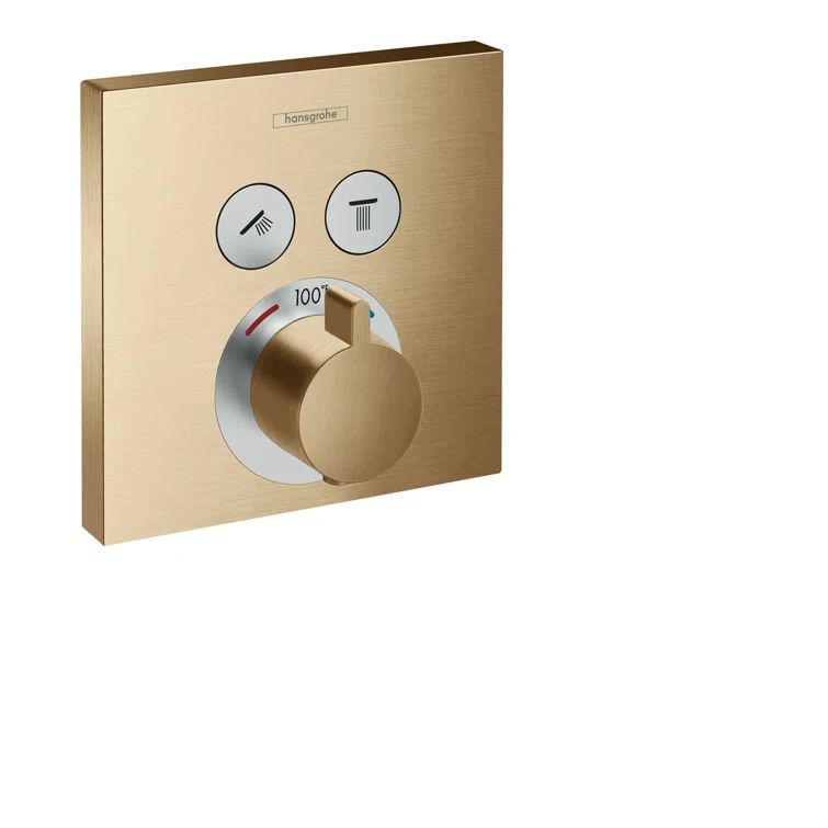 Brushed Bronze Modern Wall-Mounted Thermostatic Shower Trim