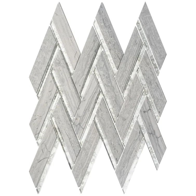 Skylar Polished White Marble Chevron Mosaic Tile