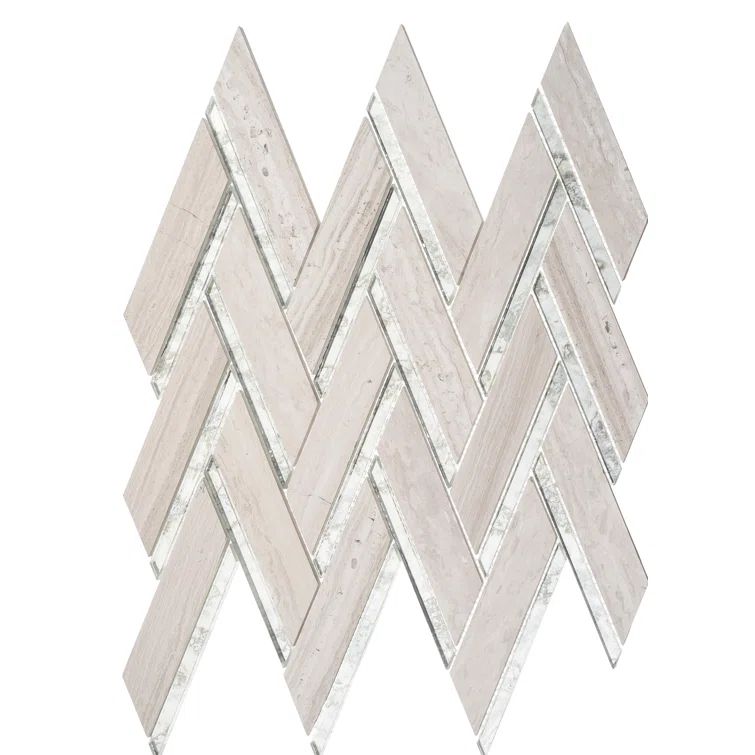 Skylar 14" x 15" Gray Marble Chevron Mosaic Tile