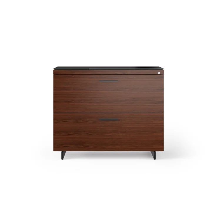 Chocolate Walnut Black 2-Drawer Lockable Lateral File Cabinet
