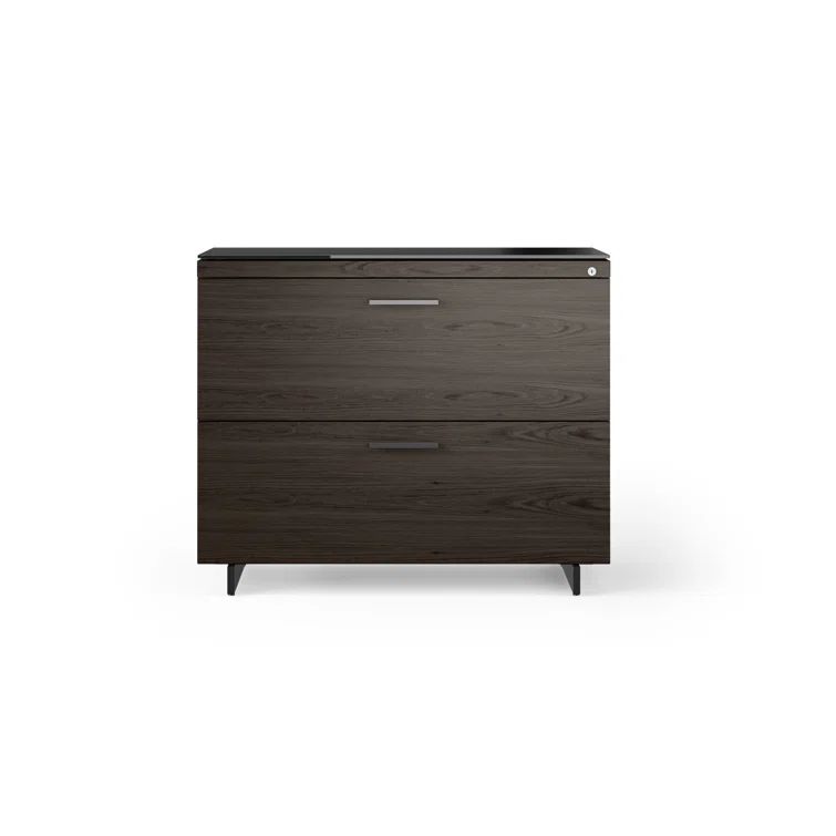 Charcoal Stained Ash and Black 2-Drawer Lockable Lateral File Cabinet
