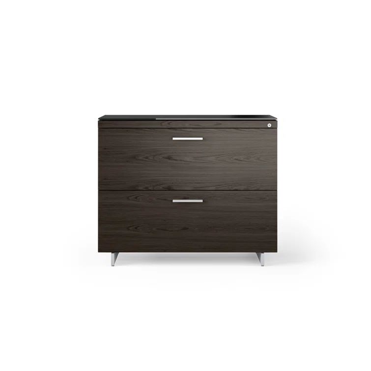 Charcoal Stained Ash and Satin Nickel 2-Drawer Lockable File Cabinet