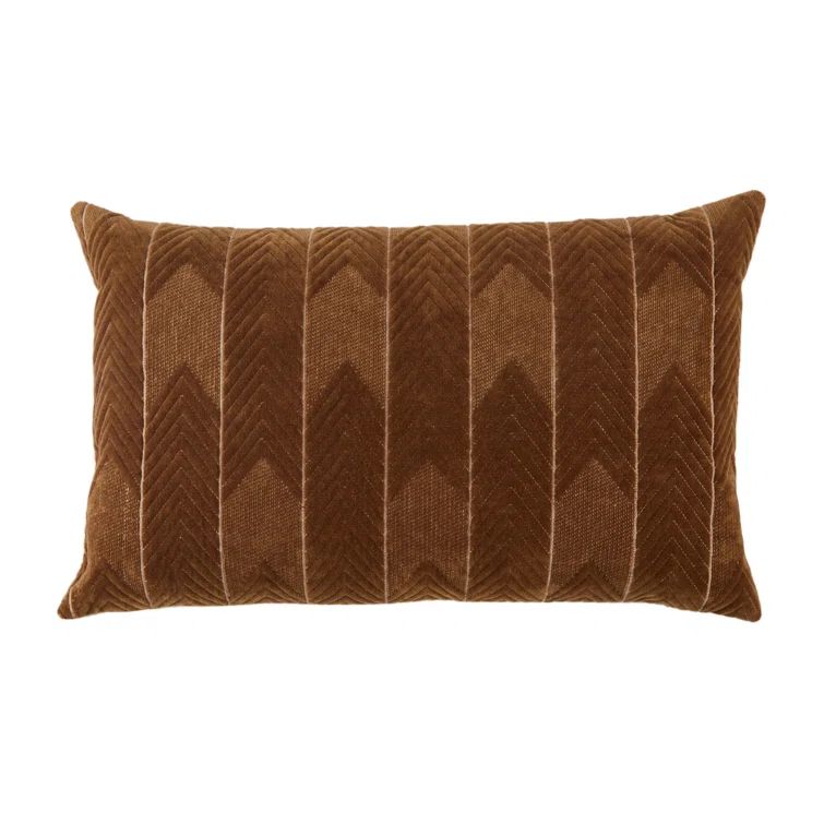 Floretta Chevron Embroidered Cotton Velvet Lumbar Pillow