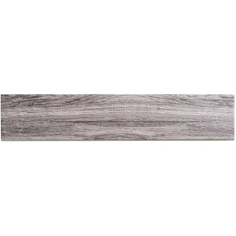 Kendel 3'' x 14'' Matte Black Glass Wood Look Tile