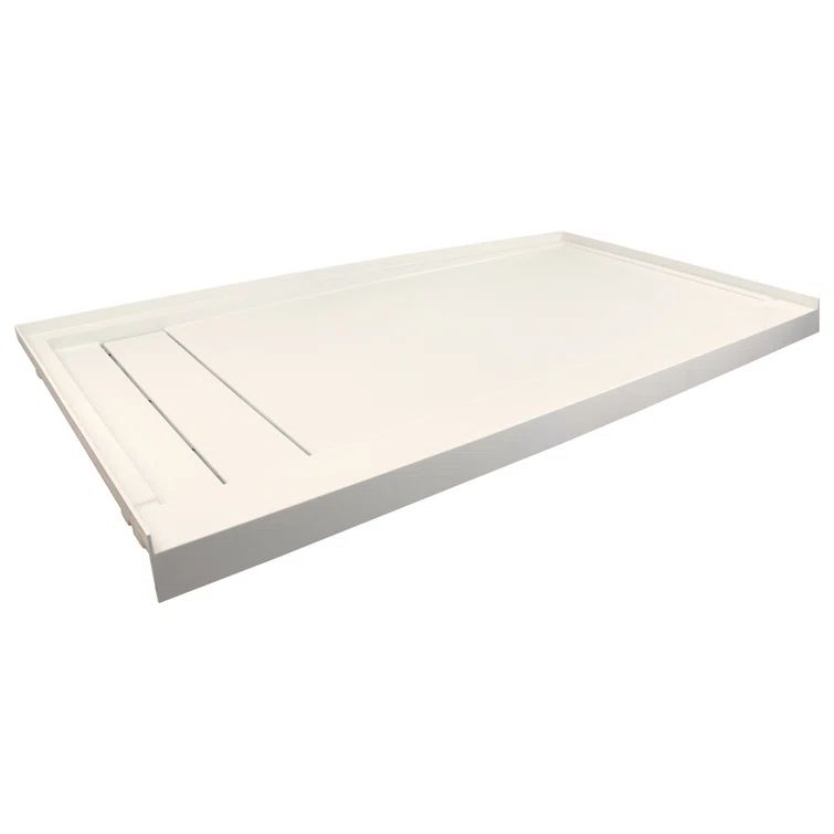 60'' Off-White Transtone Rectangular Shower Base with Left Drain