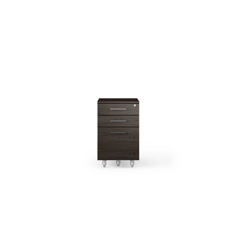 Charcoal Stained Ash 3-Drawer Mobile File Cabinet