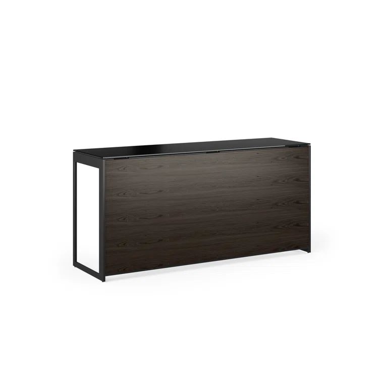 Charcoal Stained Ash Desk Privacy Panel with Black Frame