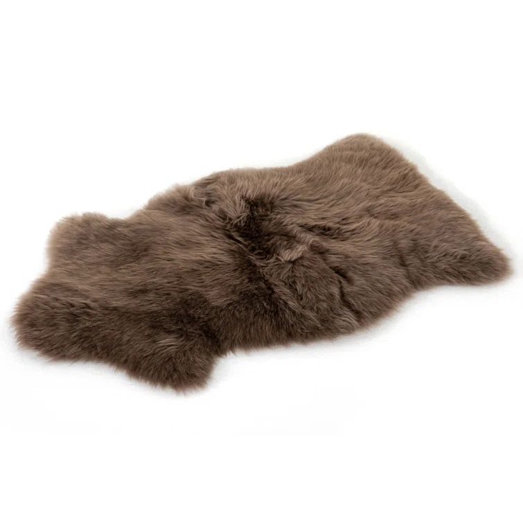 Handmade Taupe Sheepskin Rectangular Throw Blanket