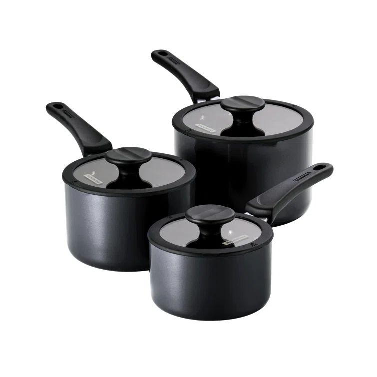 Gray Aluminum Nonstick 6-Piece Nesting Sauce Pan Set