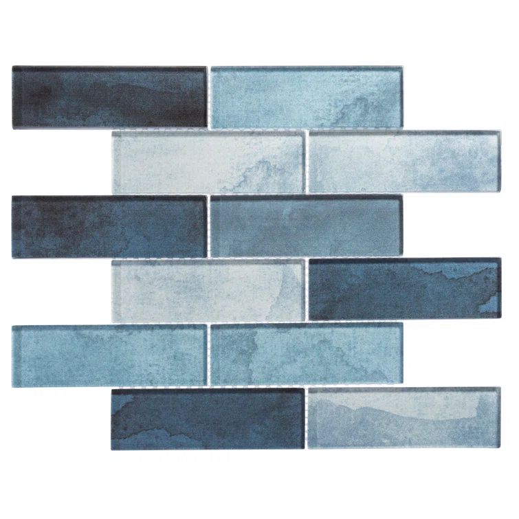 Sky Blue Glass Brick Joint Mosaic Tile for Kitchen and Bathroom