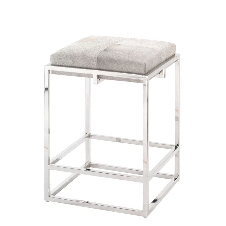 Shelby Gray Leather and Metal Counter Stool