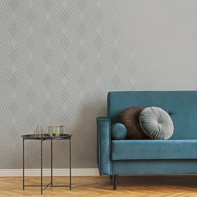 Medley Silver Geometric Trellis Unpasted Wallpaper Roll