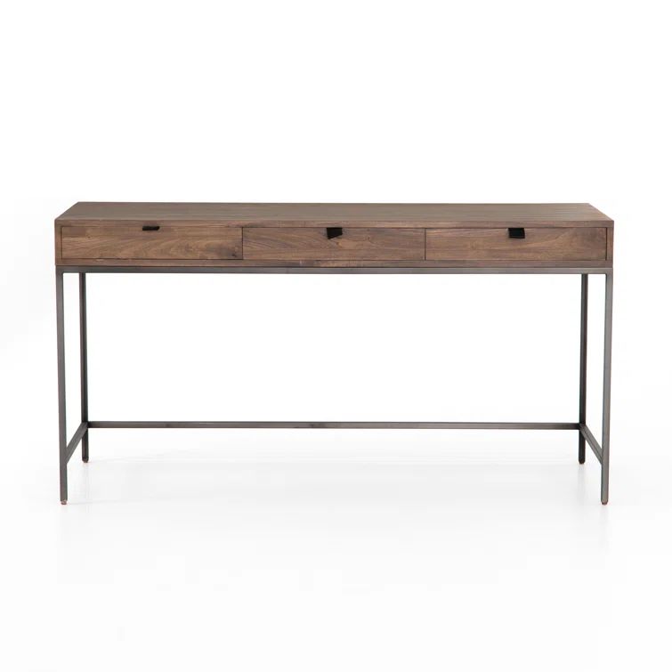 Auburn Poplar Contemporary Home Office Desk with 3 Drawers