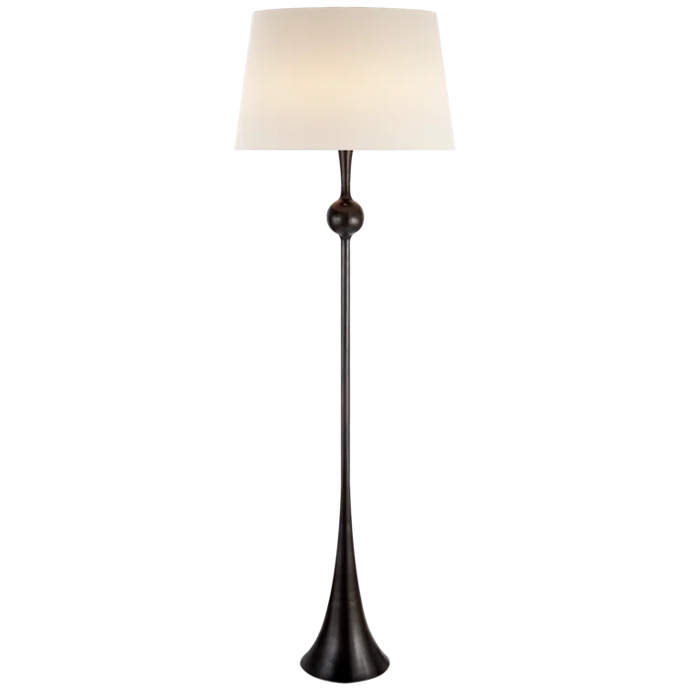 Edison Adjustable Outdoor Linen and Aged Iron Floor Lamp