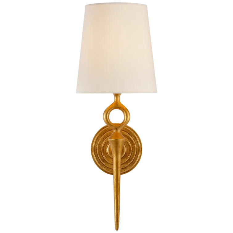 Gild Finish Linen Shade Wall Sconce, 18 in