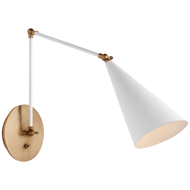 Clemente Adjustable Library Sconce in Black and Antique Brass