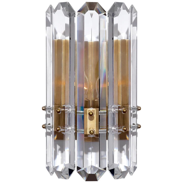 Hand-Rubbed Antique Brass Crystal Wall Sconce