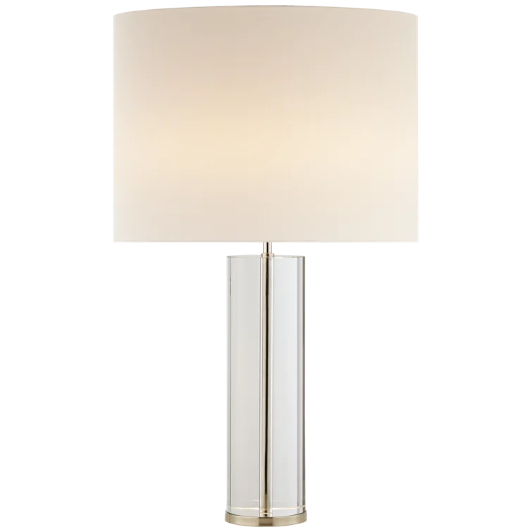 Elegant Crystal & Polished Nickel 29.5'' Table Lamp with Linen Shade